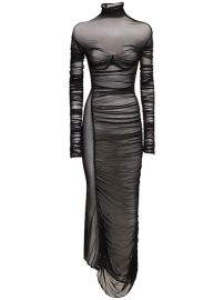 Mesh turtleneck long dress - MUGLER - Women Luisaviaroma at Luisaviaroma